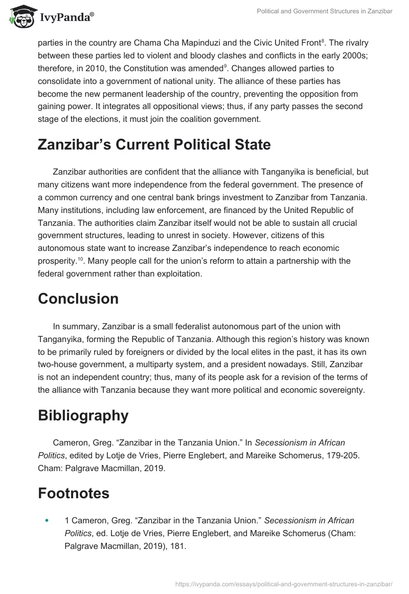 Political and Government Structures in Zanzibar. Page 2