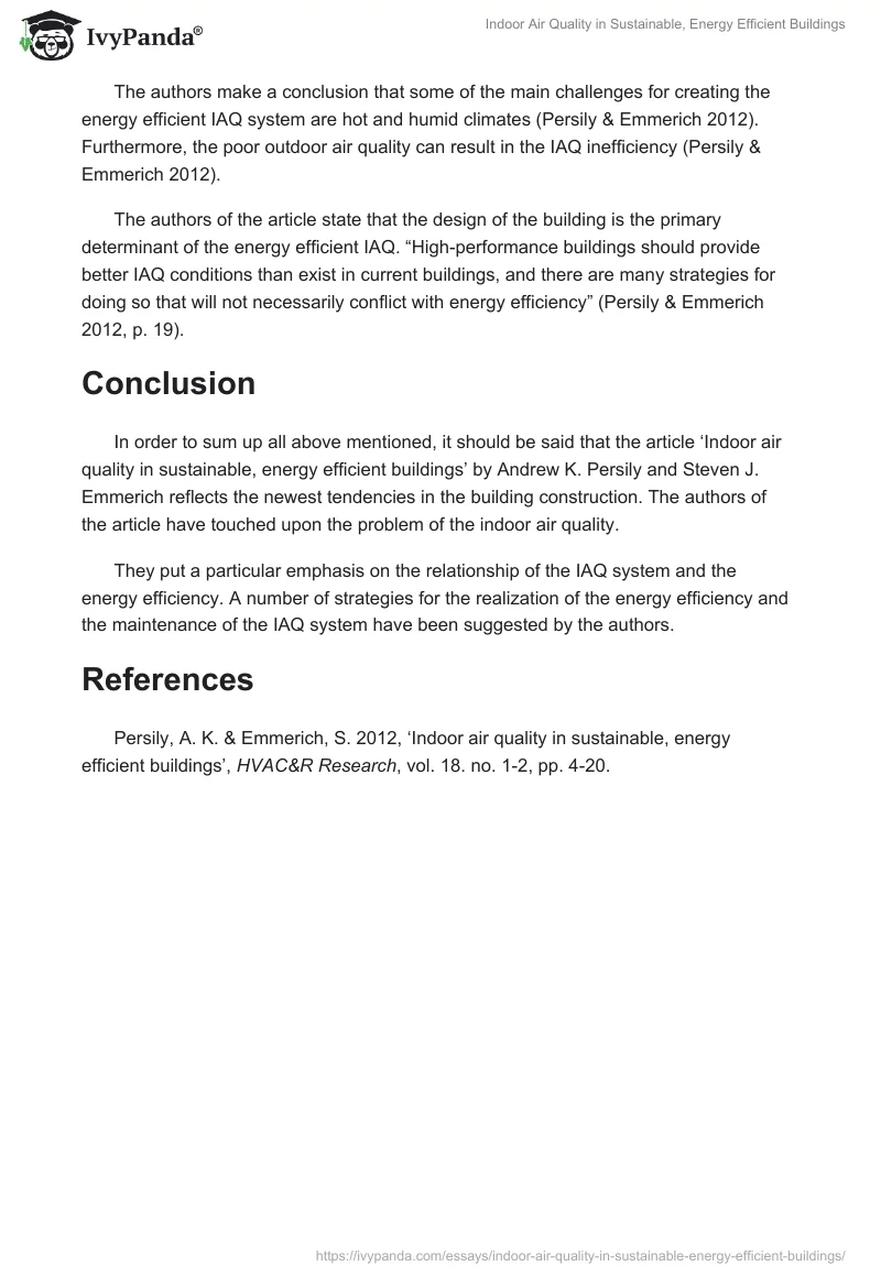 Indoor Air Quality in Sustainable, Energy Efficient Buildings. Page 3