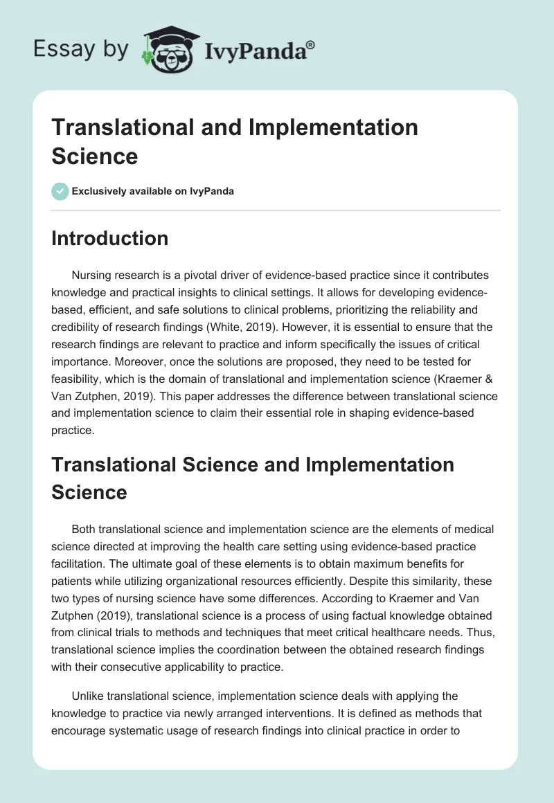 Translational and Implementation Science. Page 1