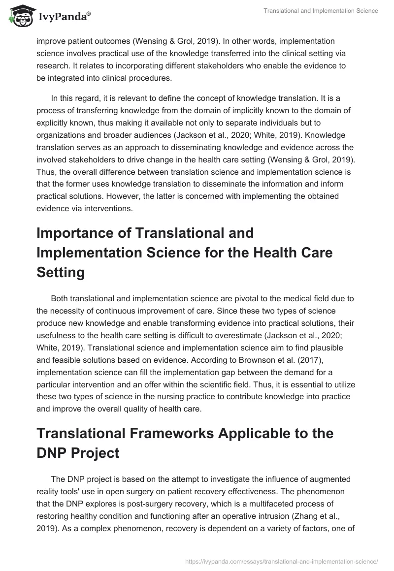 Translational and Implementation Science. Page 2