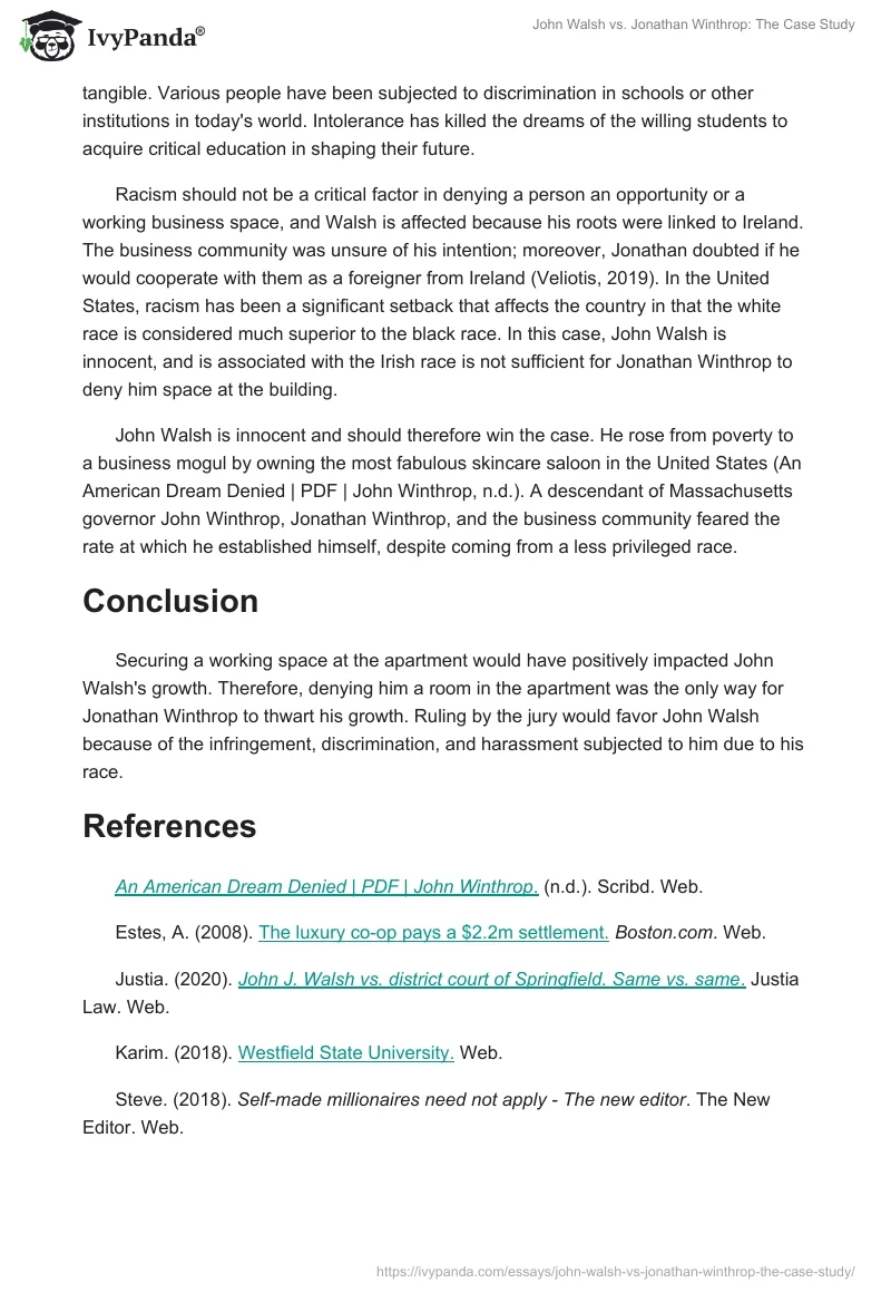 John Walsh vs. Jonathan Winthrop: The Case Study. Page 2