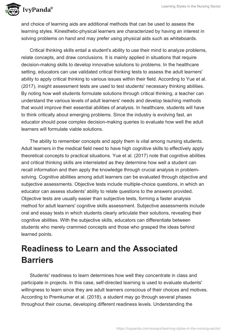 Learning Styles in the Nursing Sector. Page 2