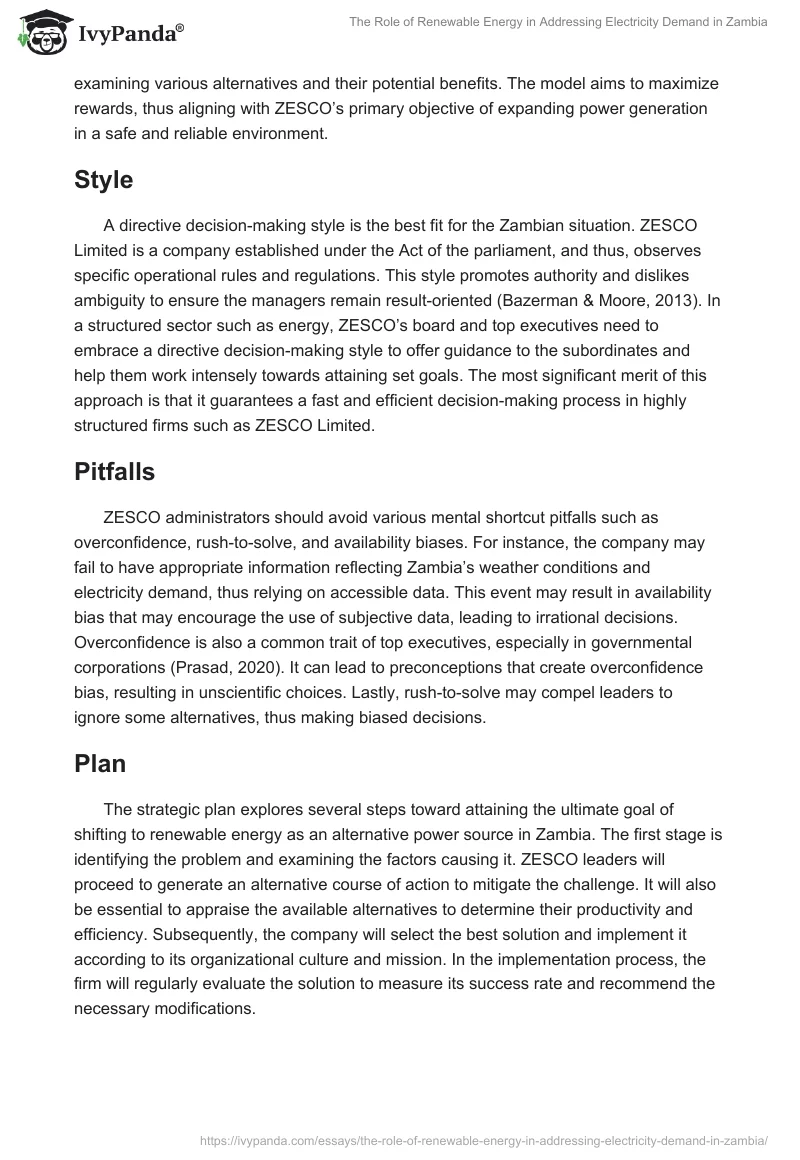 The Role of Renewable Energy in Addressing Electricity Demand in Zambia. Page 3