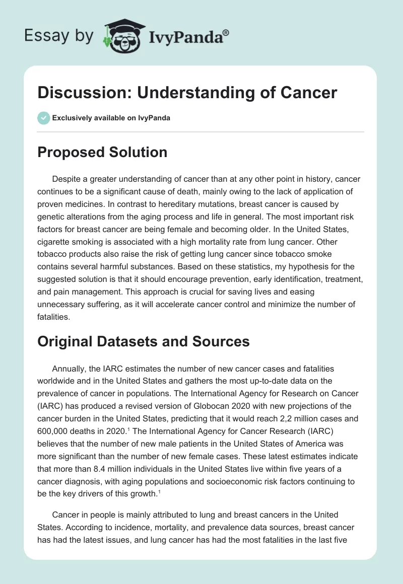 Discussion: Understanding of Cancer. Page 1