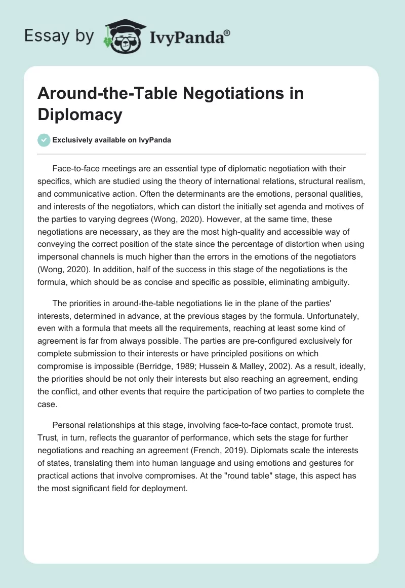 Around-The-Table Negotiations in Diplomacy. Page 1