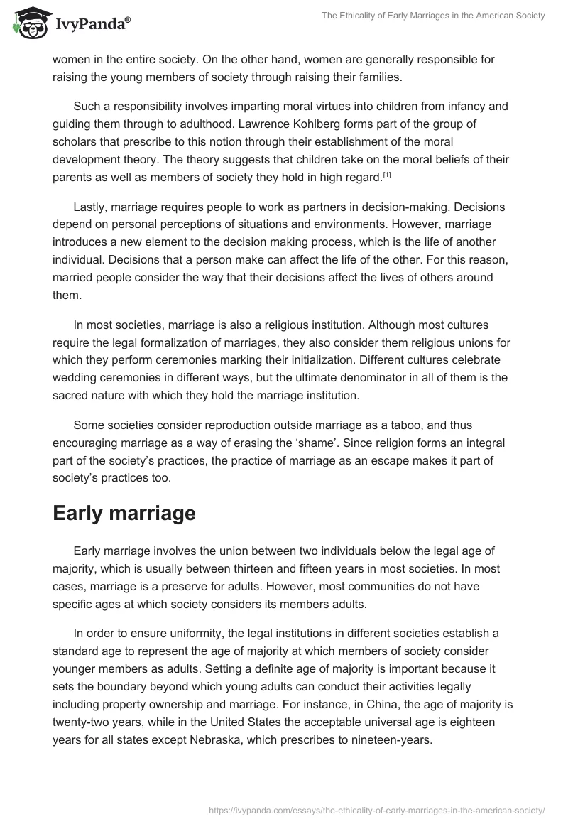 The Ethics of Early Marriages in the American Society. Page 3
