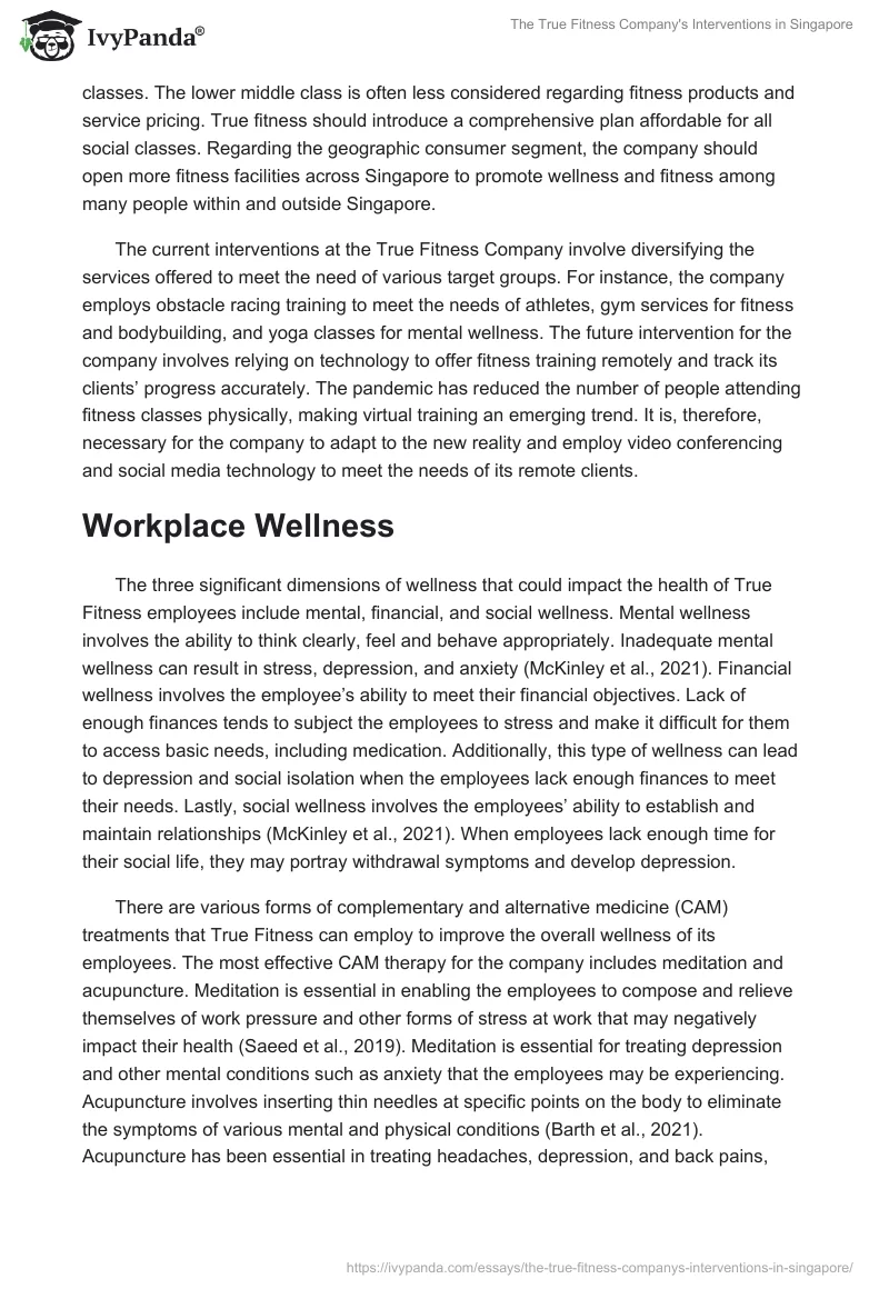 The True Fitness Company's Interventions in Singapore. Page 3