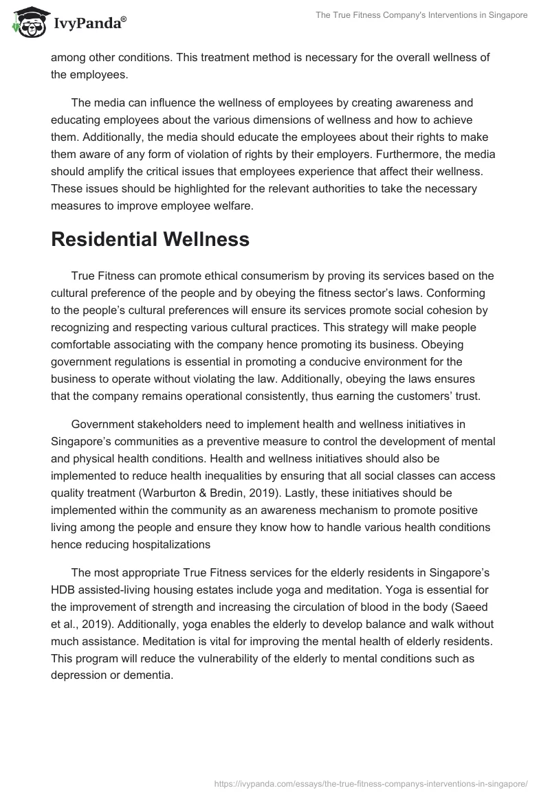 The True Fitness Company's Interventions in Singapore. Page 4