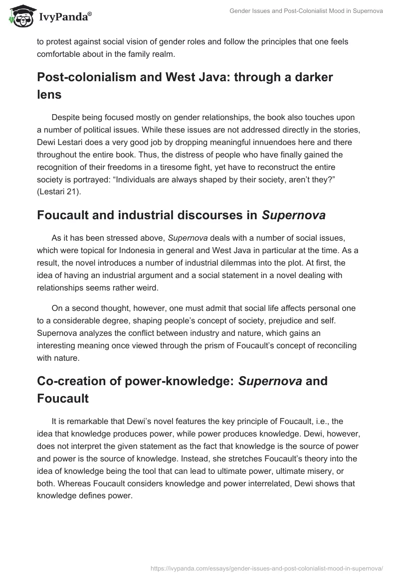 Gender Issues and Post-Colonialist Mood in Supernova. Page 2