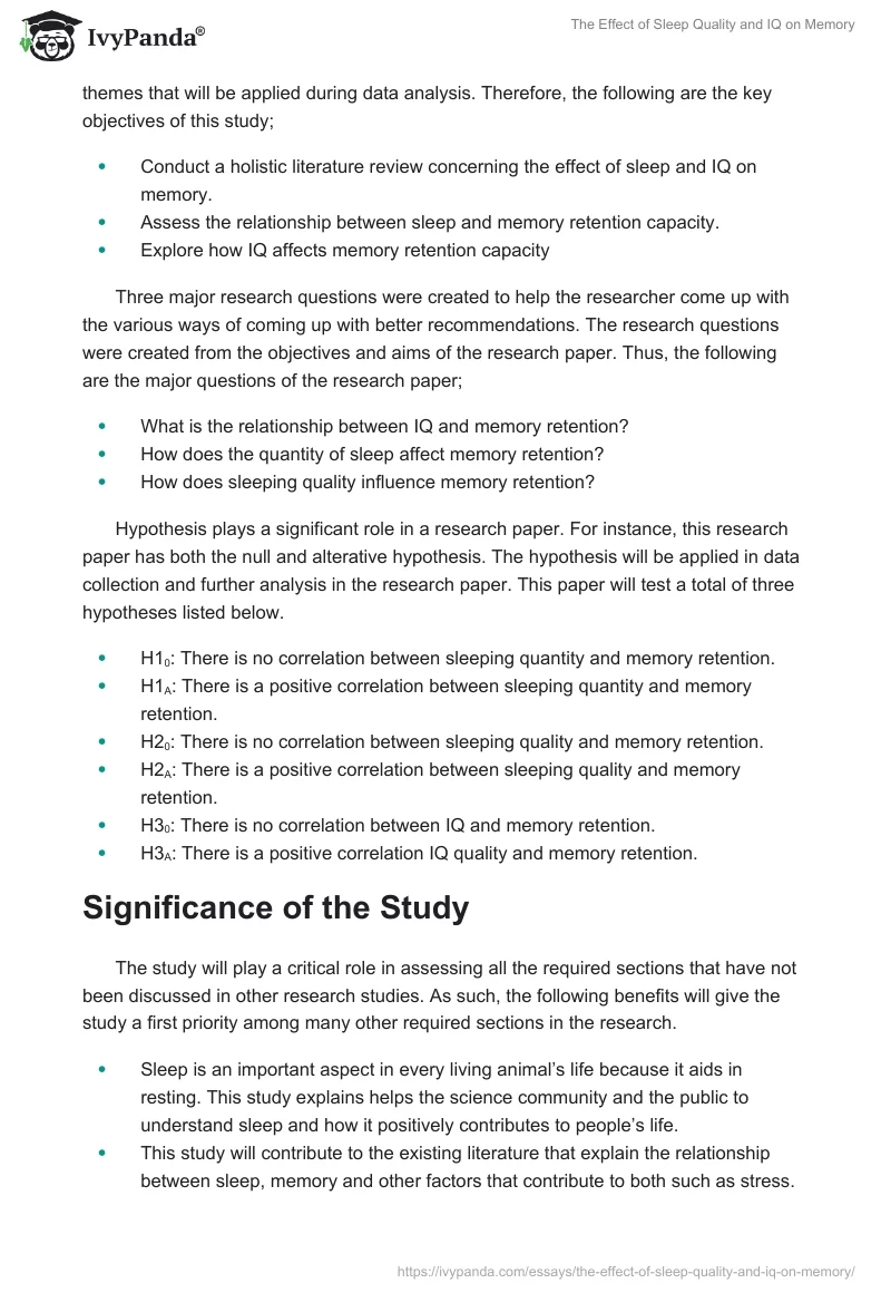 The Effect of Sleep Quality and IQ on Memory. Page 4