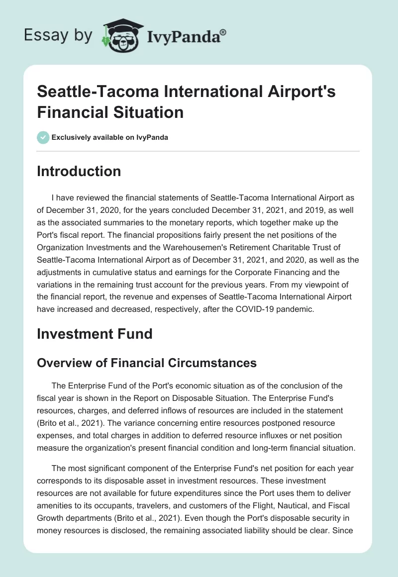 Seattle-Tacoma International Airport's Financial Situation. Page 1
