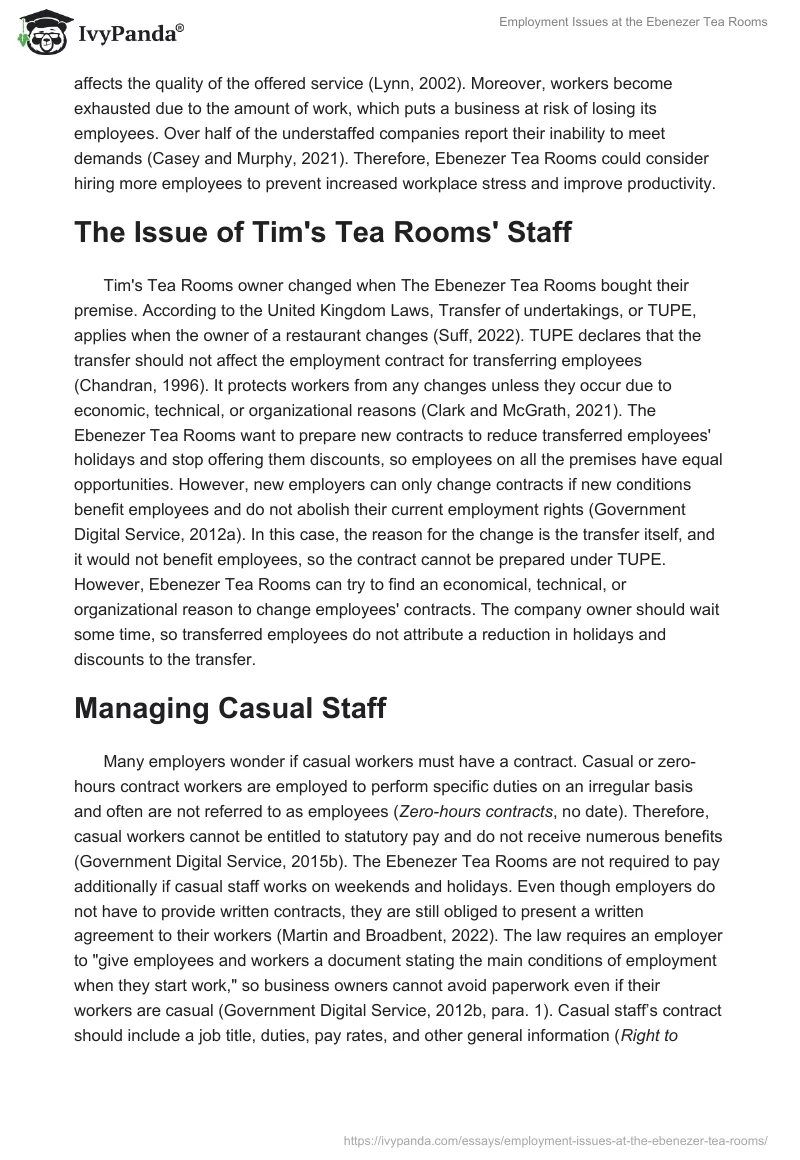 Employment Issues at the Ebenezer Tea Rooms. Page 2