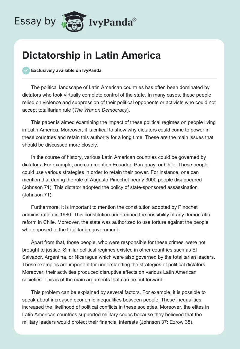 Dictatorship in Latin America. Page 1