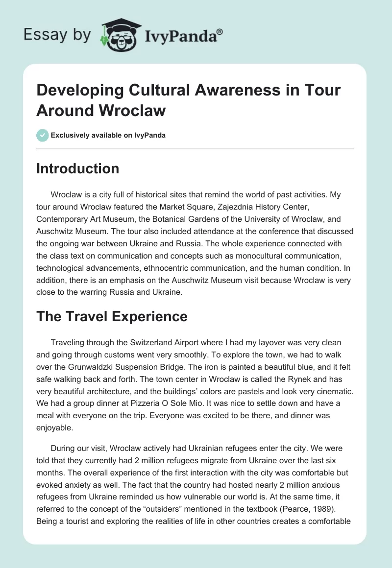 Developing Cultural Awareness in Tour Around Wroclaw. Page 1