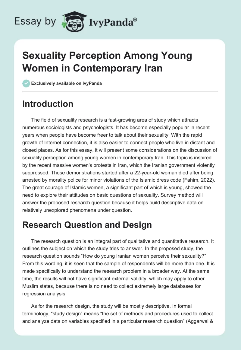 Sexuality Perception Among Young Women in Contemporary Iran. Page 1