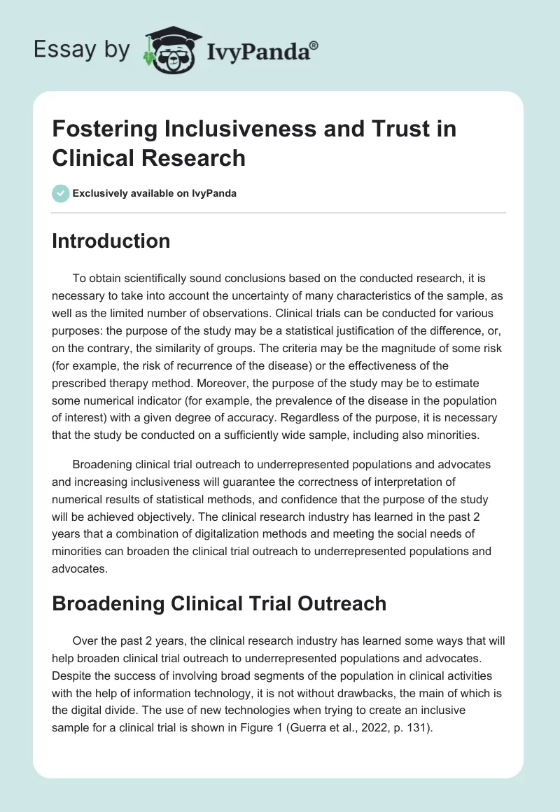Fostering Inclusiveness and Trust in Clinical Research. Page 1