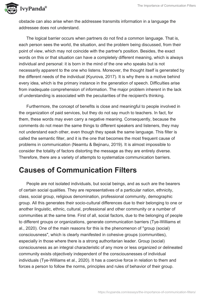 The Importance of Communication Filters. Page 3