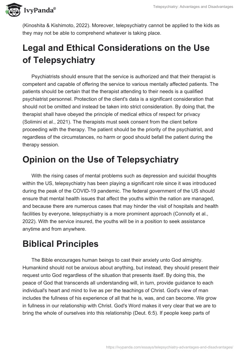 Telepsychiatry: Advantages and Disadvantages. Page 3