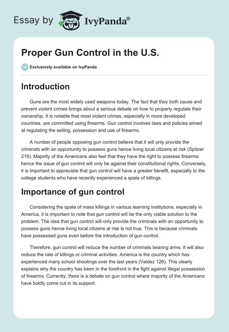Proper Gun Control in the U.S.. Page 1