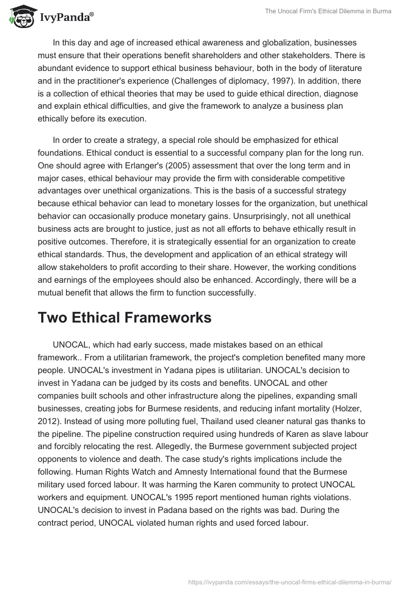 The Unocal Firm's Ethical Dilemma in Burma. Page 3