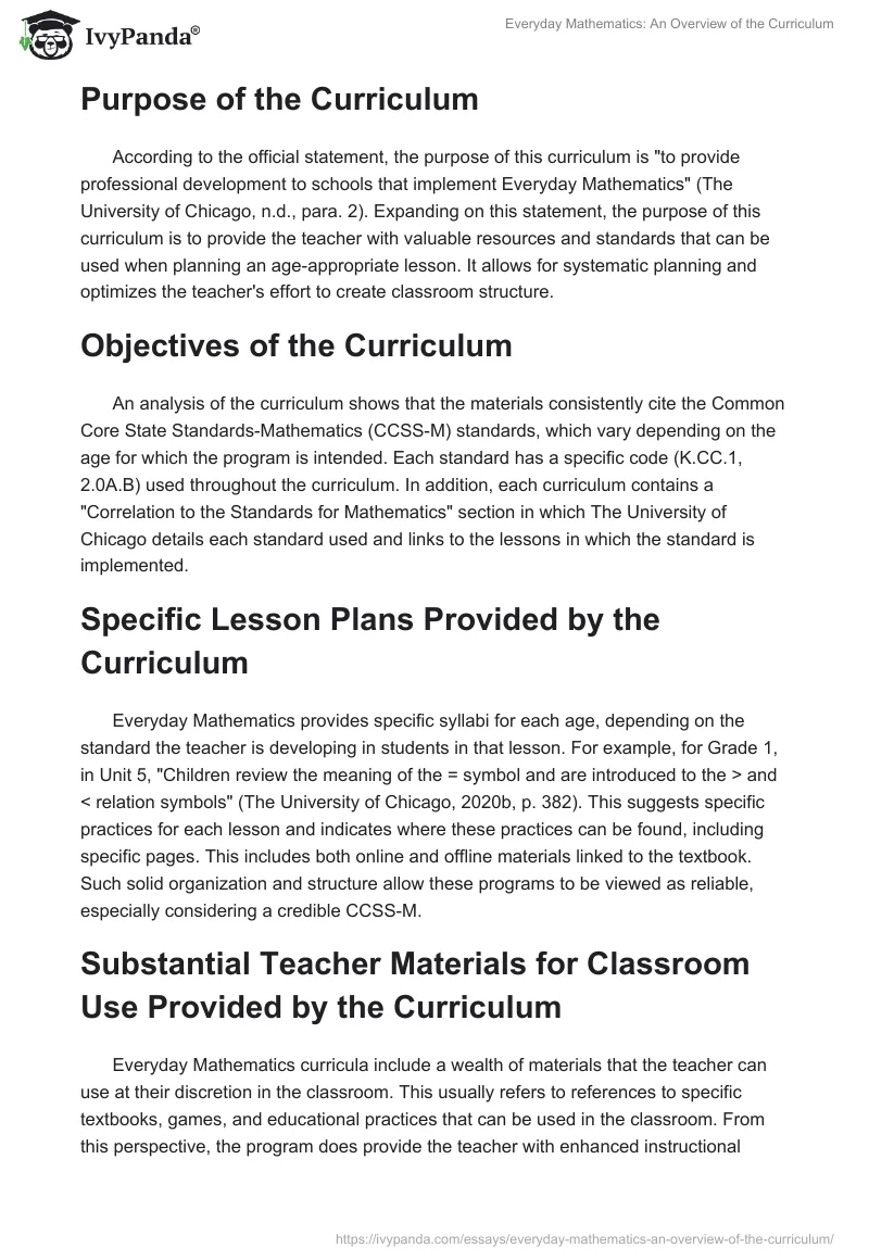 Everyday Mathematics: An Overview of the Curriculum. Page 2