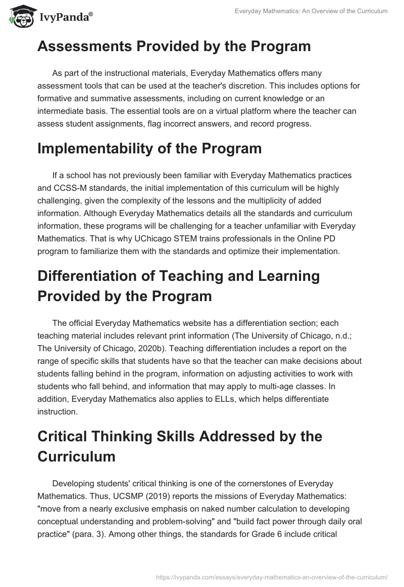 Everyday Mathematics: An Overview of the Curriculum. Page 5