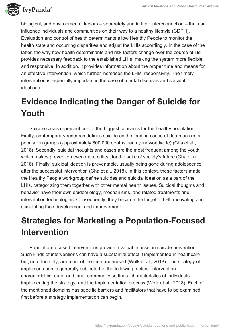Suicidal Ideations and Public Health Interventions. Page 3