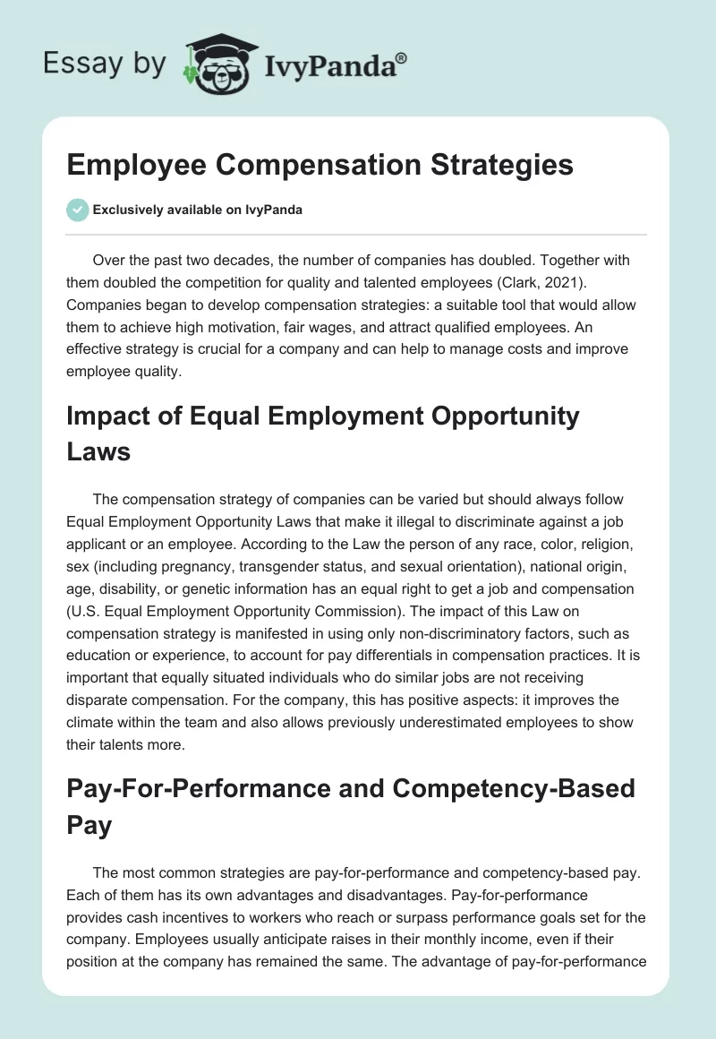Employee Compensation Strategies. Page 1
