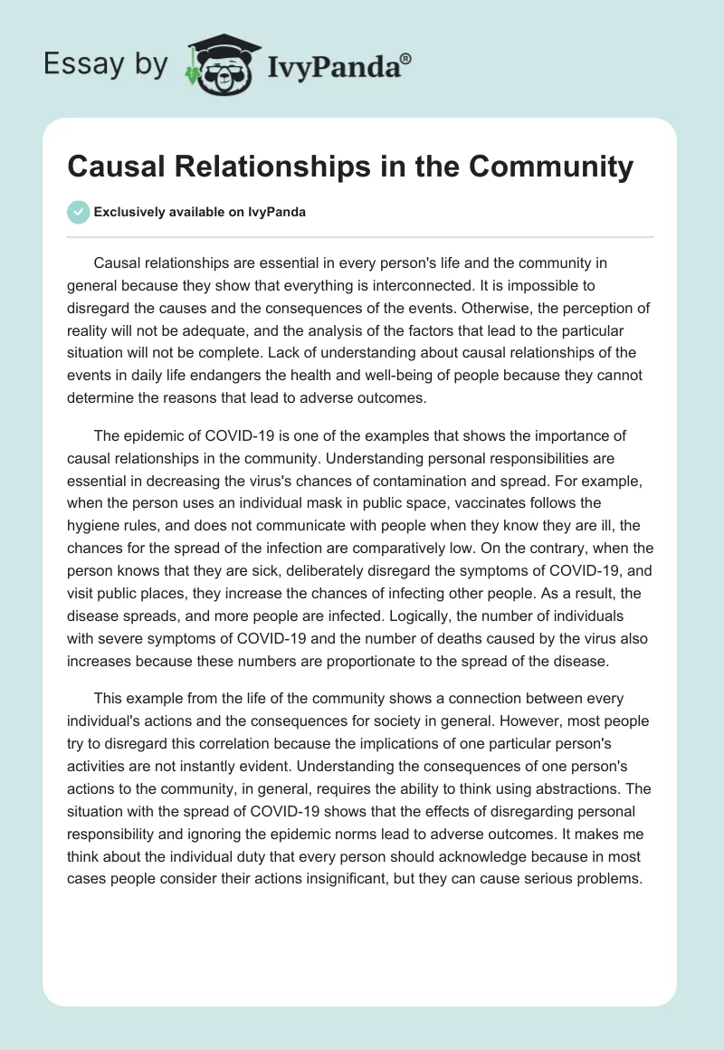 Causal Relationships in the Community. Page 1