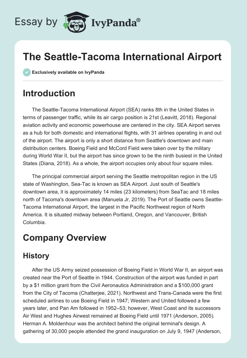 The Seattle-Tacoma International Airport. Page 1