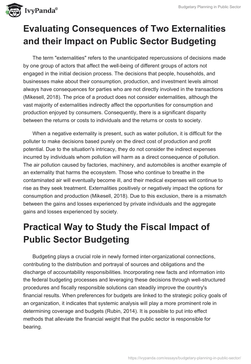 Budgetary Planning in Public Sector. Page 2