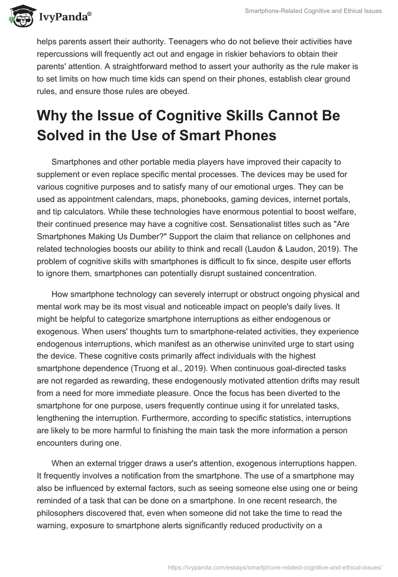 Smartphone-Related Cognitive and Ethical Issues. Page 4