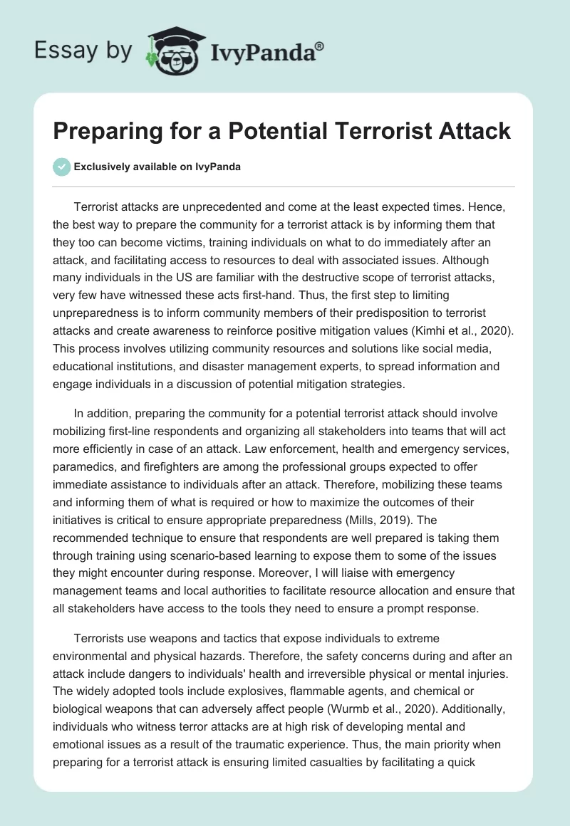 Preparing for a Potential Terrorist Attack. Page 1