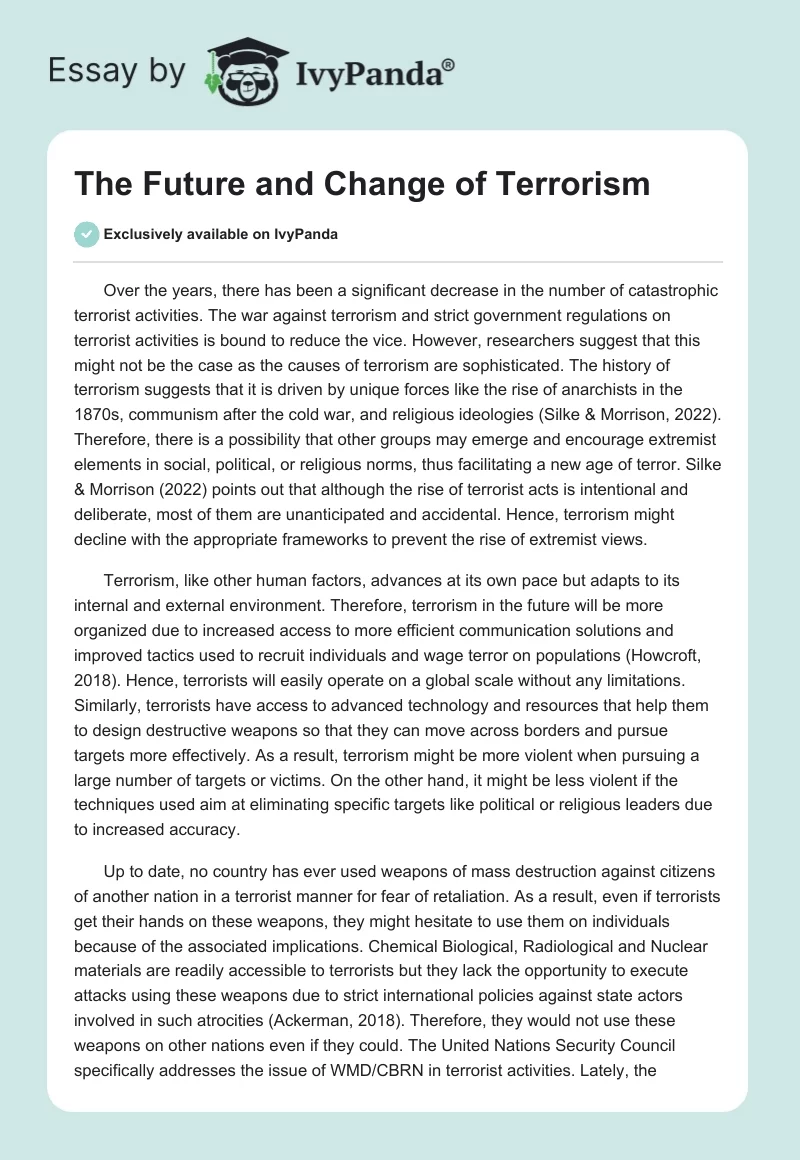 The Future and Change of Terrorism. Page 1