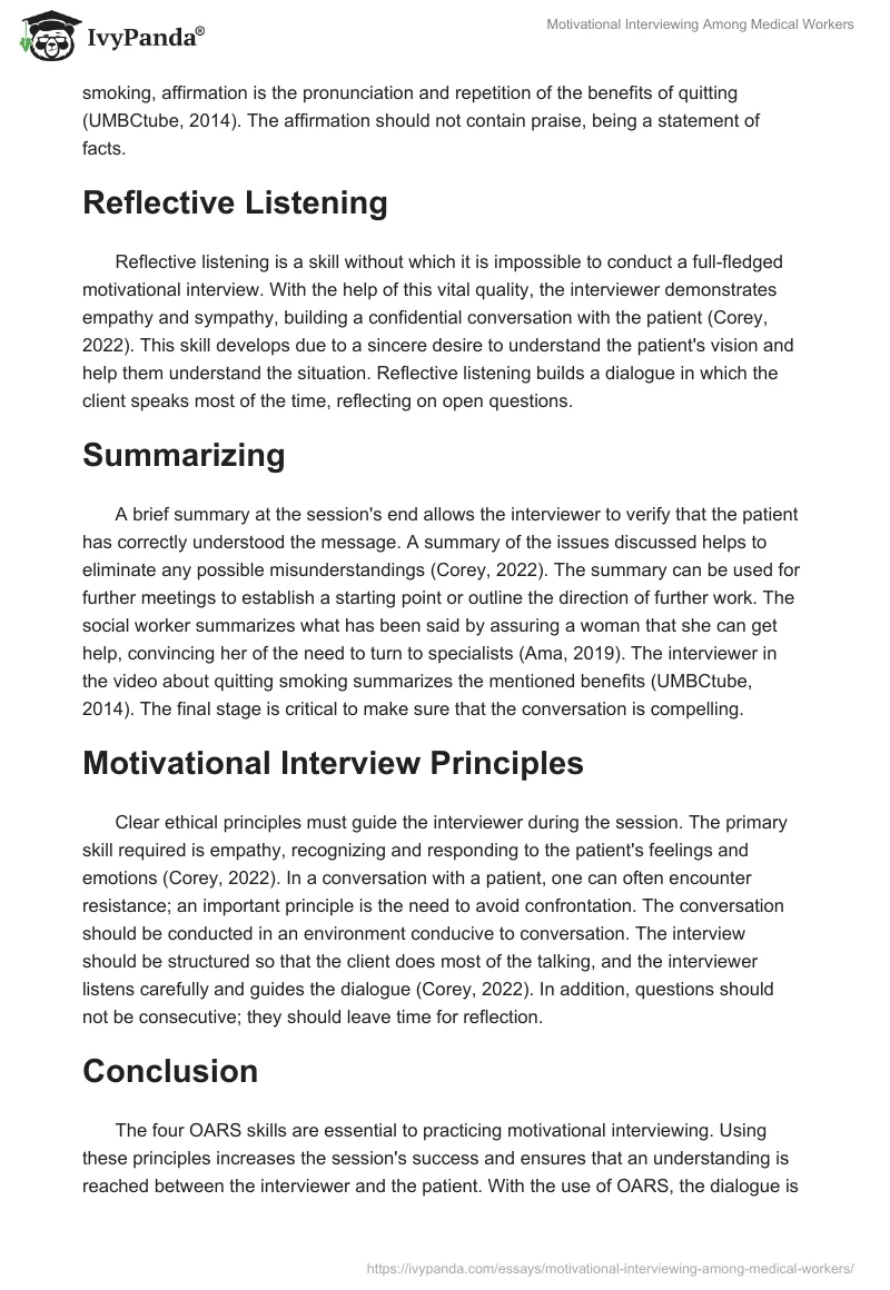 Motivational Interviewing Among Medical Workers. Page 2