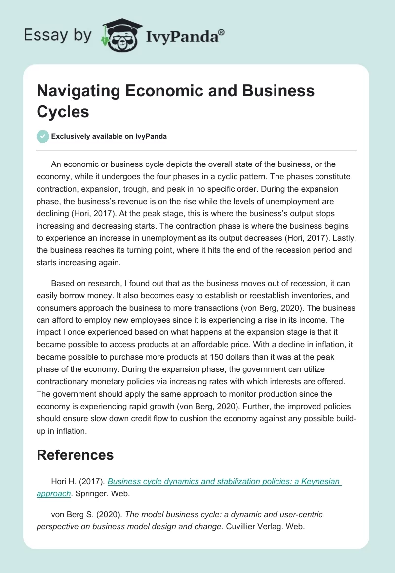 Navigating Economic and Business Cycles. Page 1