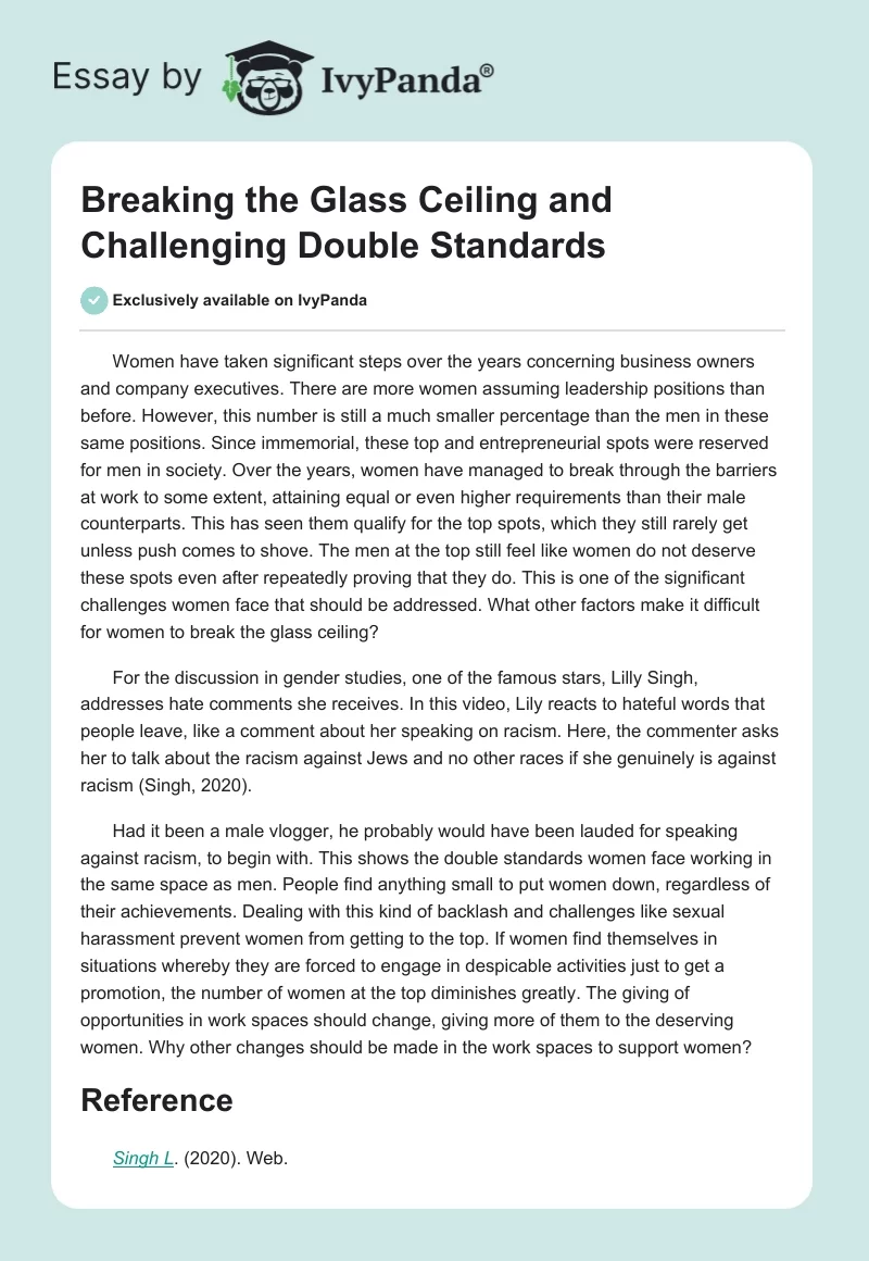 Breaking the Glass Ceiling and Challenging Double Standards. Page 1