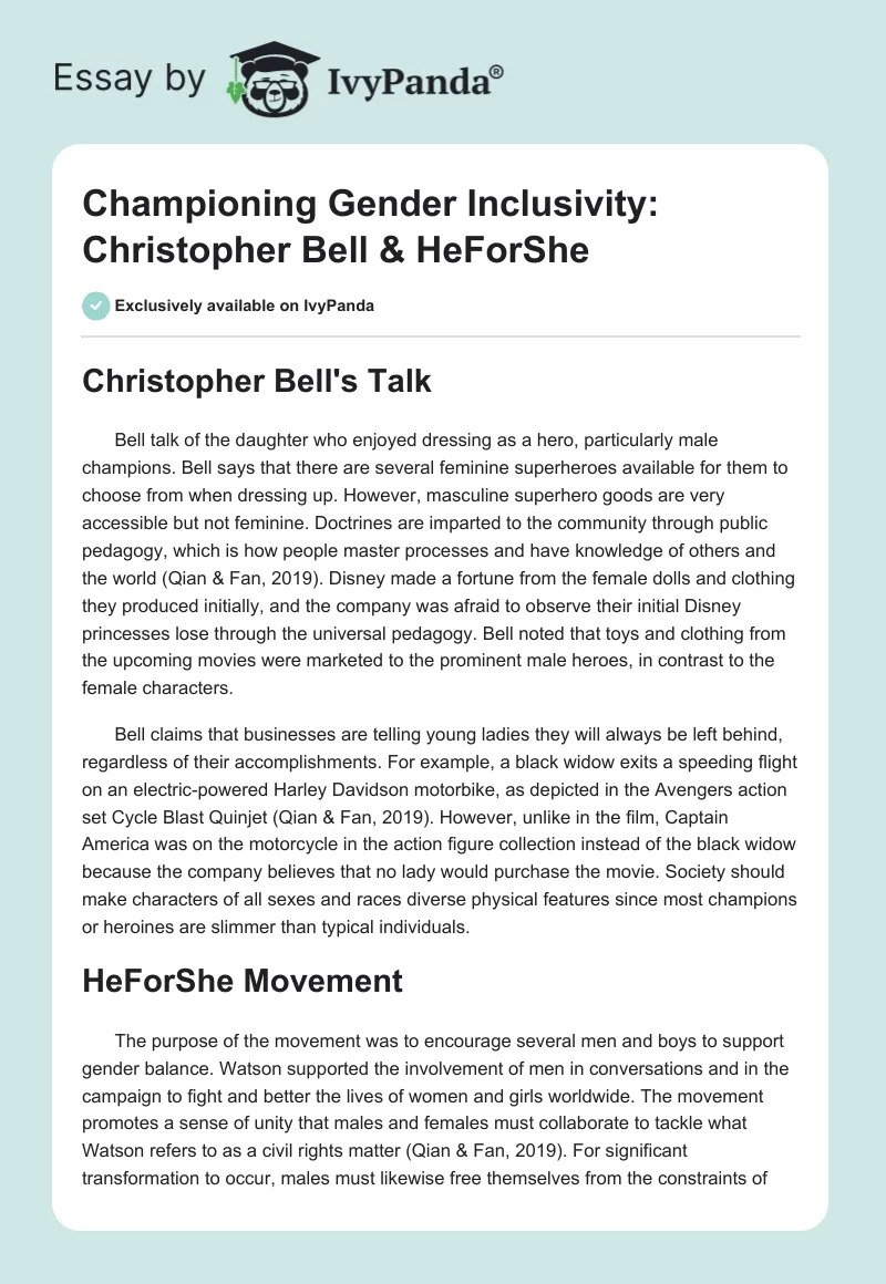 Championing Gender Inclusivity: Christopher Bell & HeForShe. Page 1