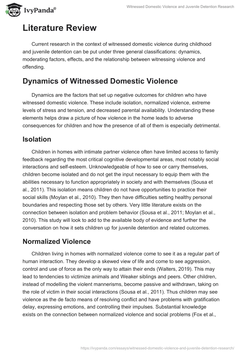 Witnessed Domestic Violence and Juvenile Detention Research. Page 3