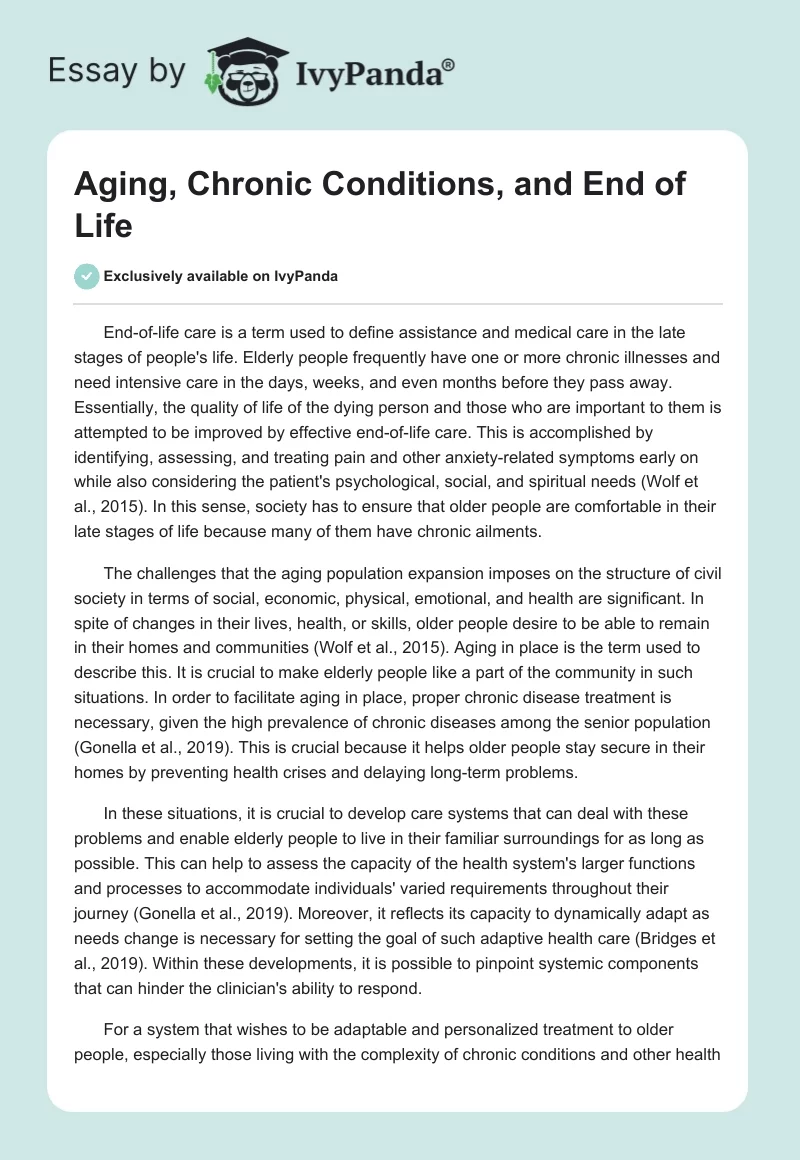 Aging, Chronic Conditions, and End of Life. Page 1