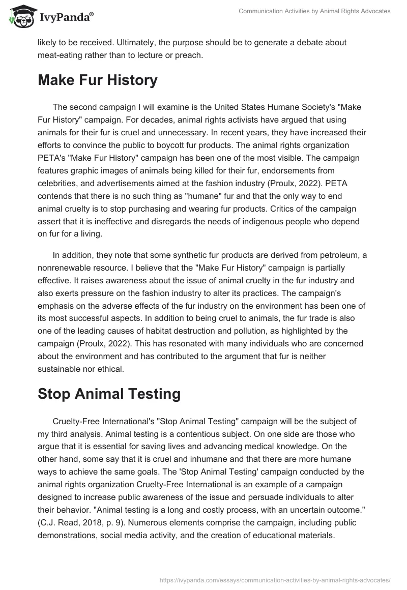 Communication Activities by Animal Rights Advocates. Page 3