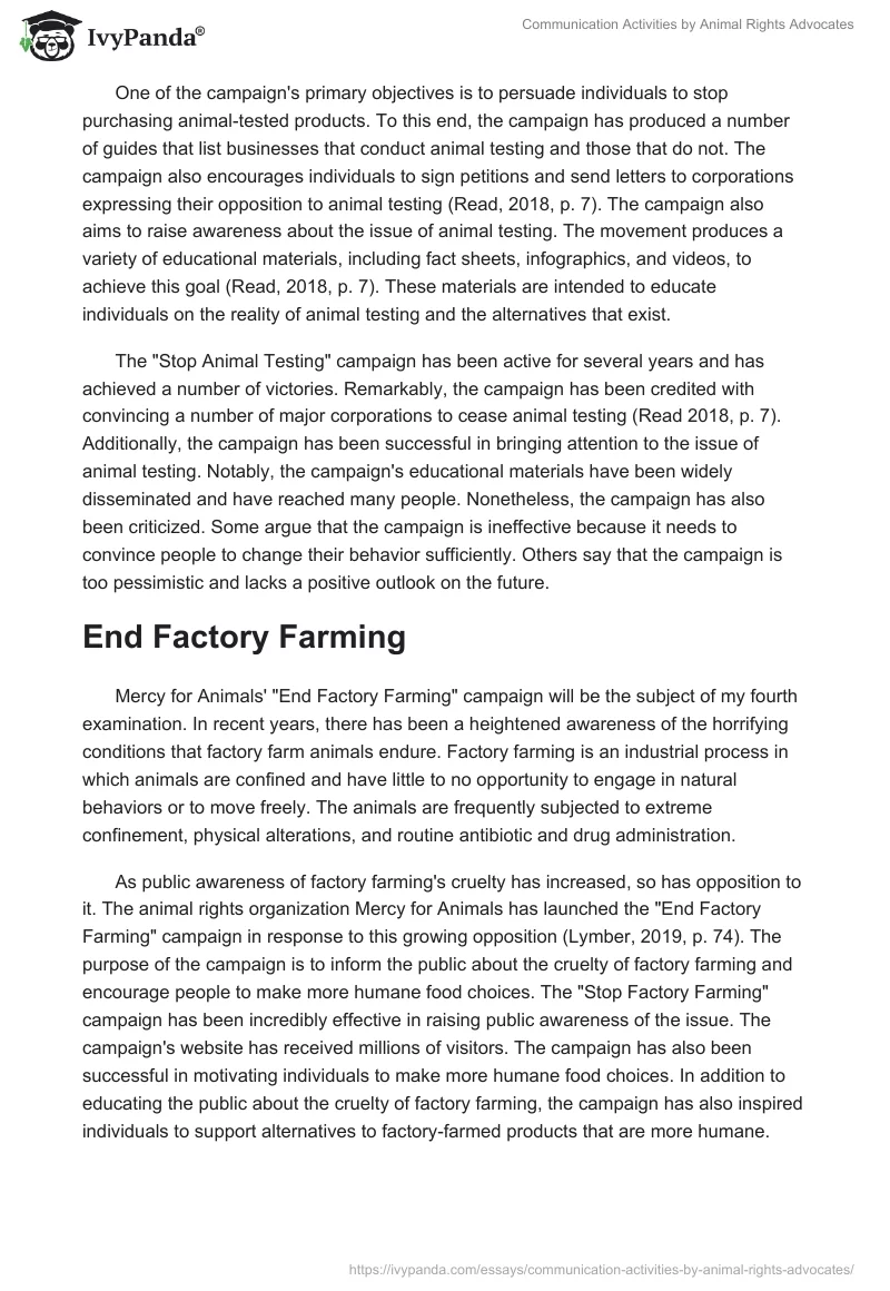 Communication Activities by Animal Rights Advocates. Page 4