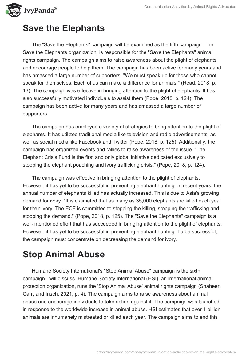 Communication Activities by Animal Rights Advocates. Page 5