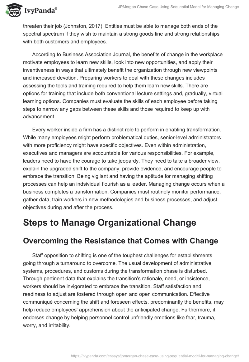 JPMorgan Chase Case Using Sequential Model for Managing Change. Page 2