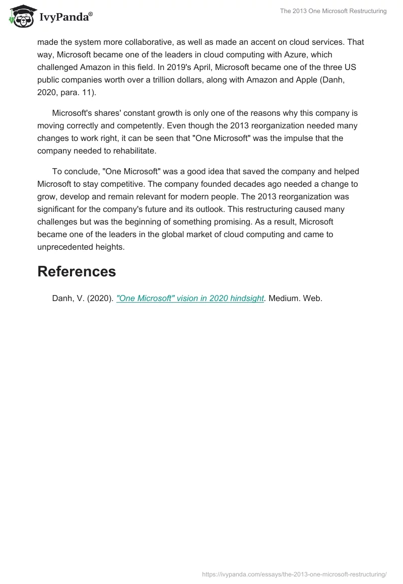 The 2013 "One Microsoft" Restructuring. Page 2