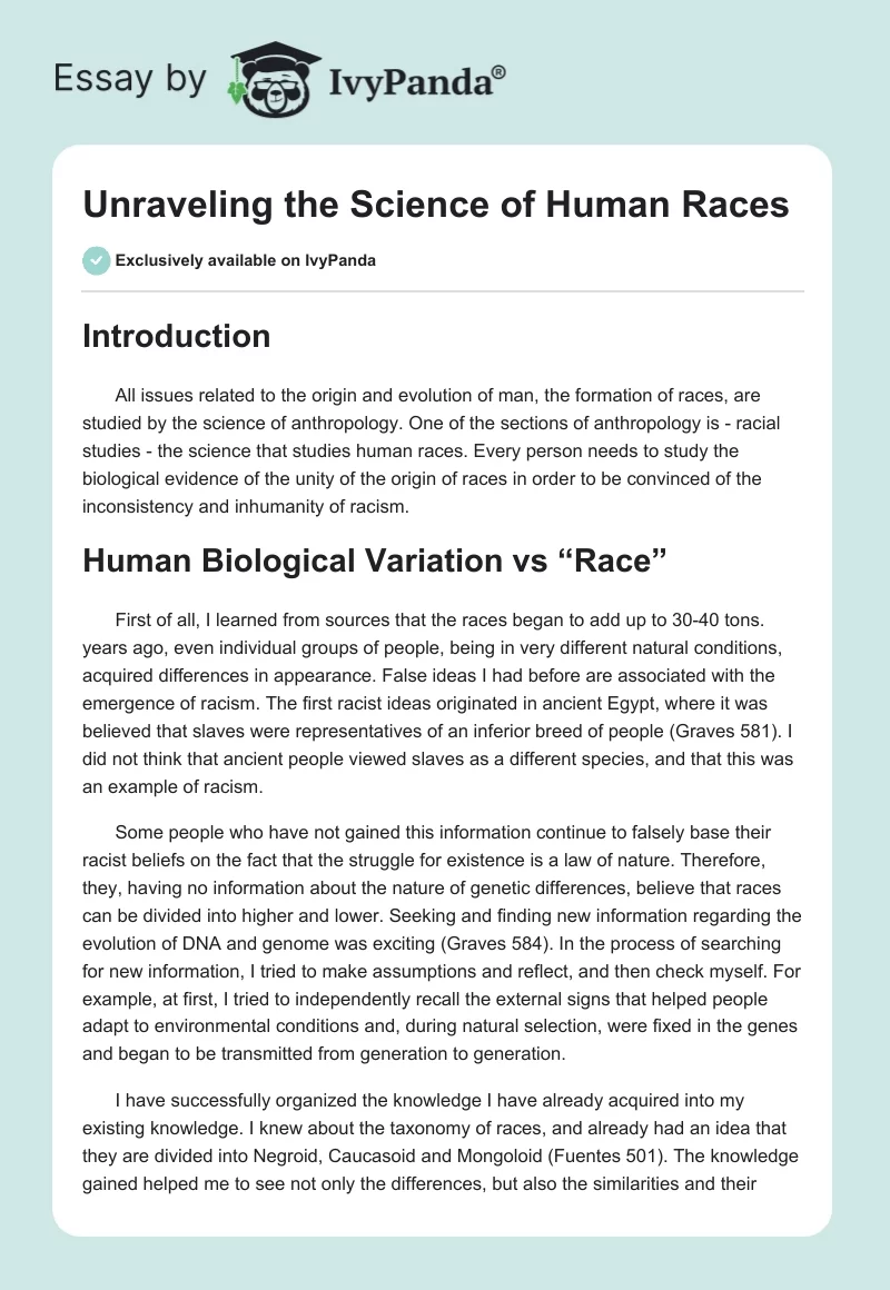 Unraveling the Science of Human Races. Page 1