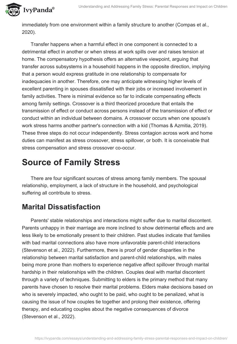 Understanding and Addressing Family Stress: Parental Responses and Impact on Children. Page 2