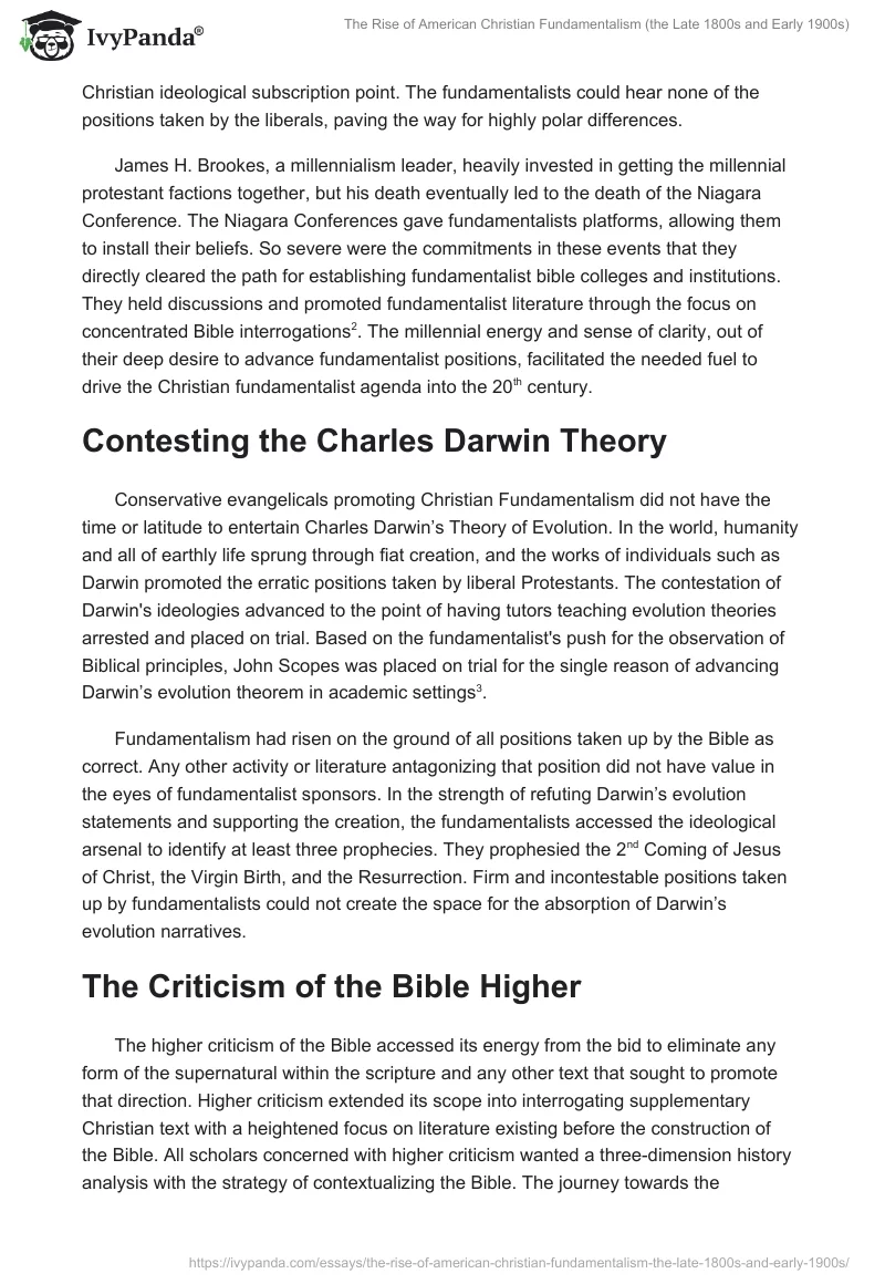 The Rise of American Christian Fundamentalism (the Late 1800s and Early 1900s). Page 2