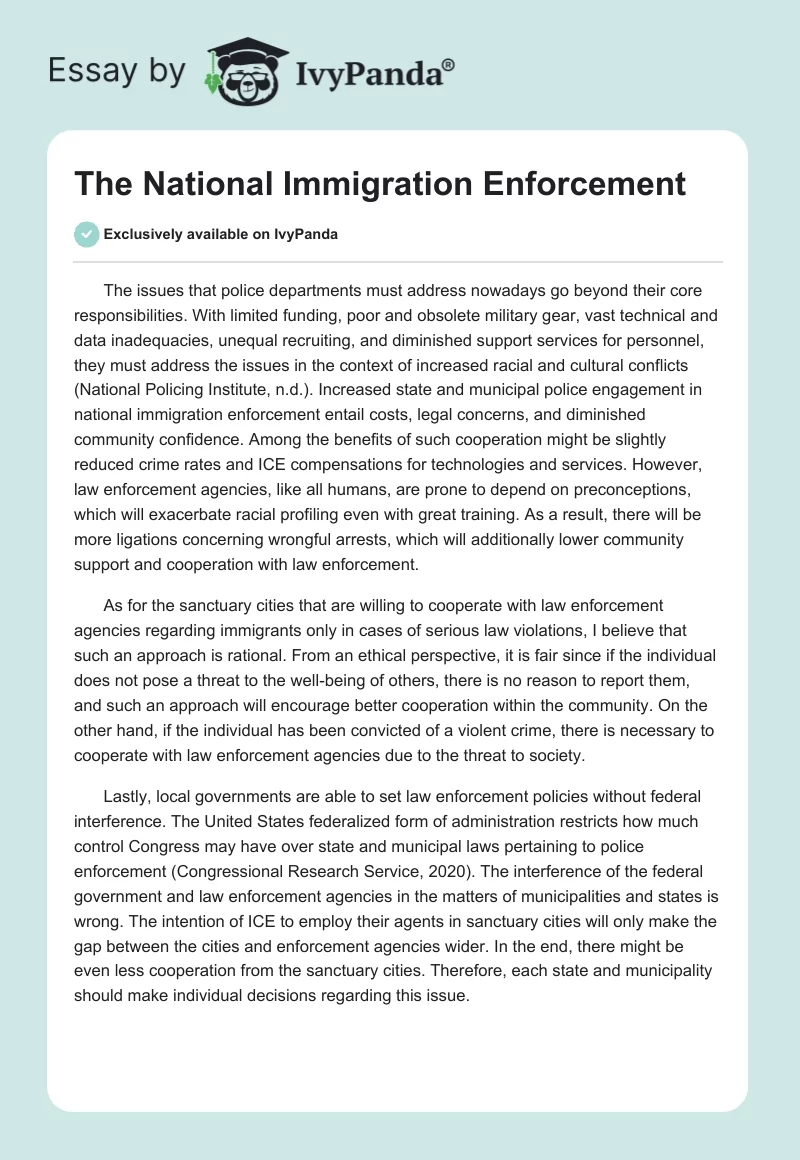 The National Immigration Enforcement. Page 1