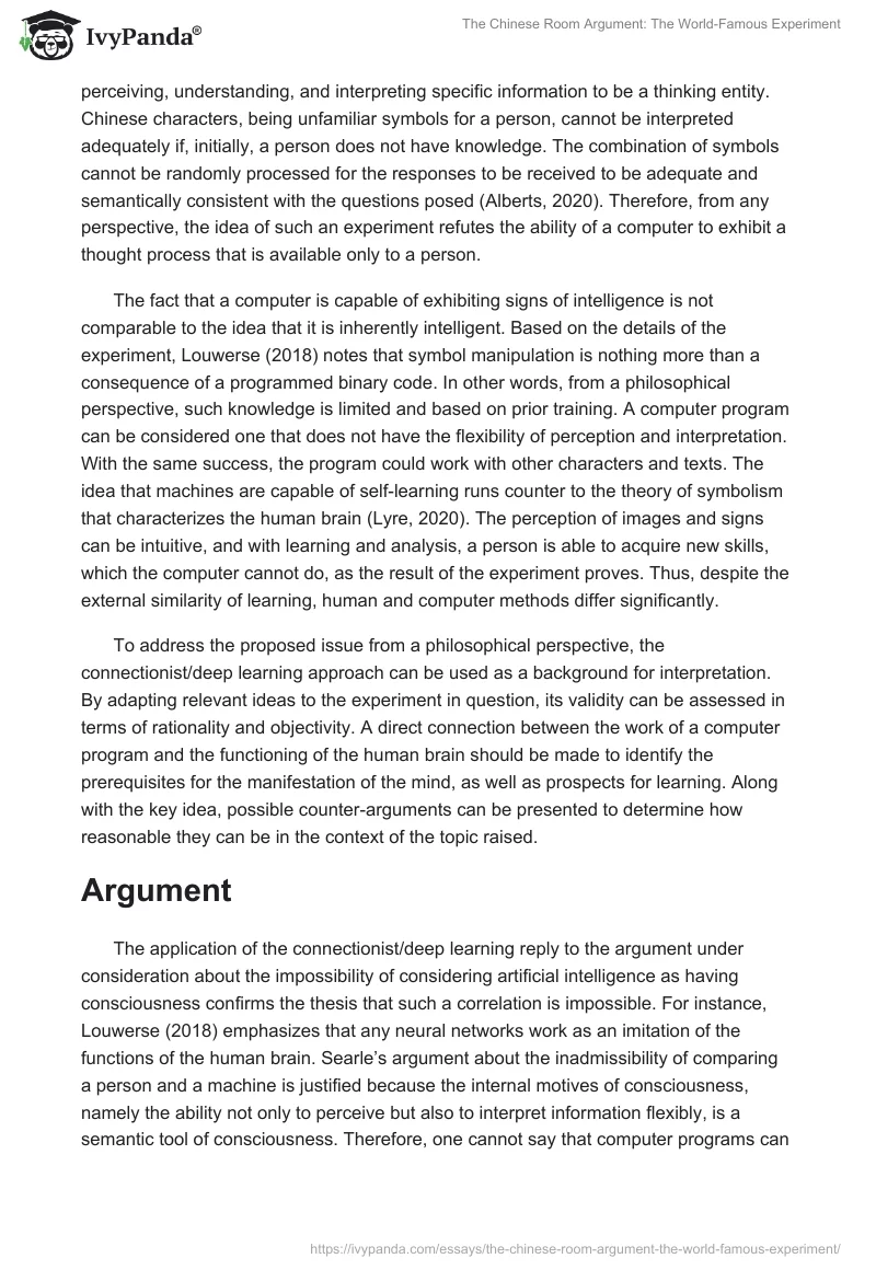 The Chinese Room Argument: The World-Famous Experiment. Page 2